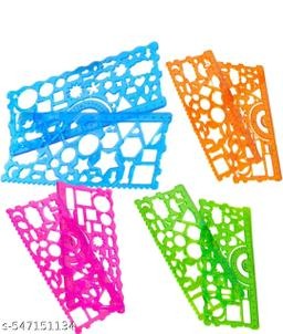 2pcs Clear Geometric Drawing Ruler