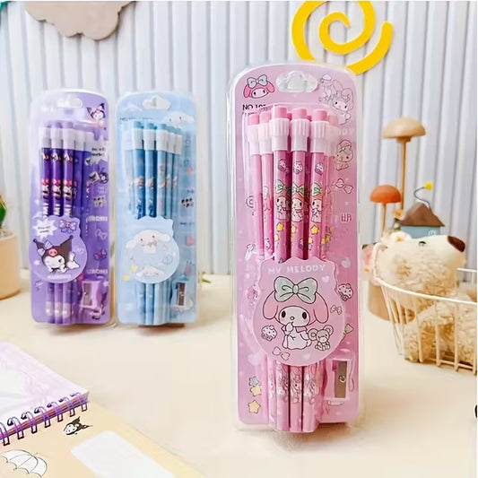 βοΈ 12 Pcs Colorful Pencils with Top Erasers & Sharpener π§½ποΈ