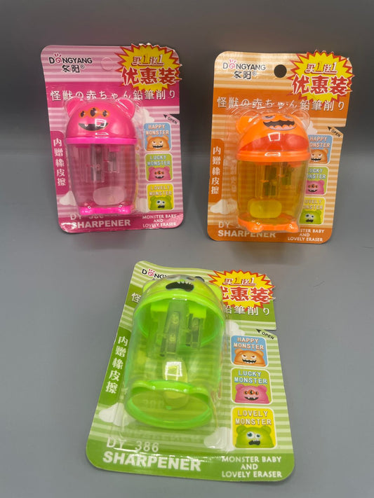 ๐พ Monster Sharpener with Eraser ๐งฝ โ Fun & Handy Tool for Kids! โ๏ธ