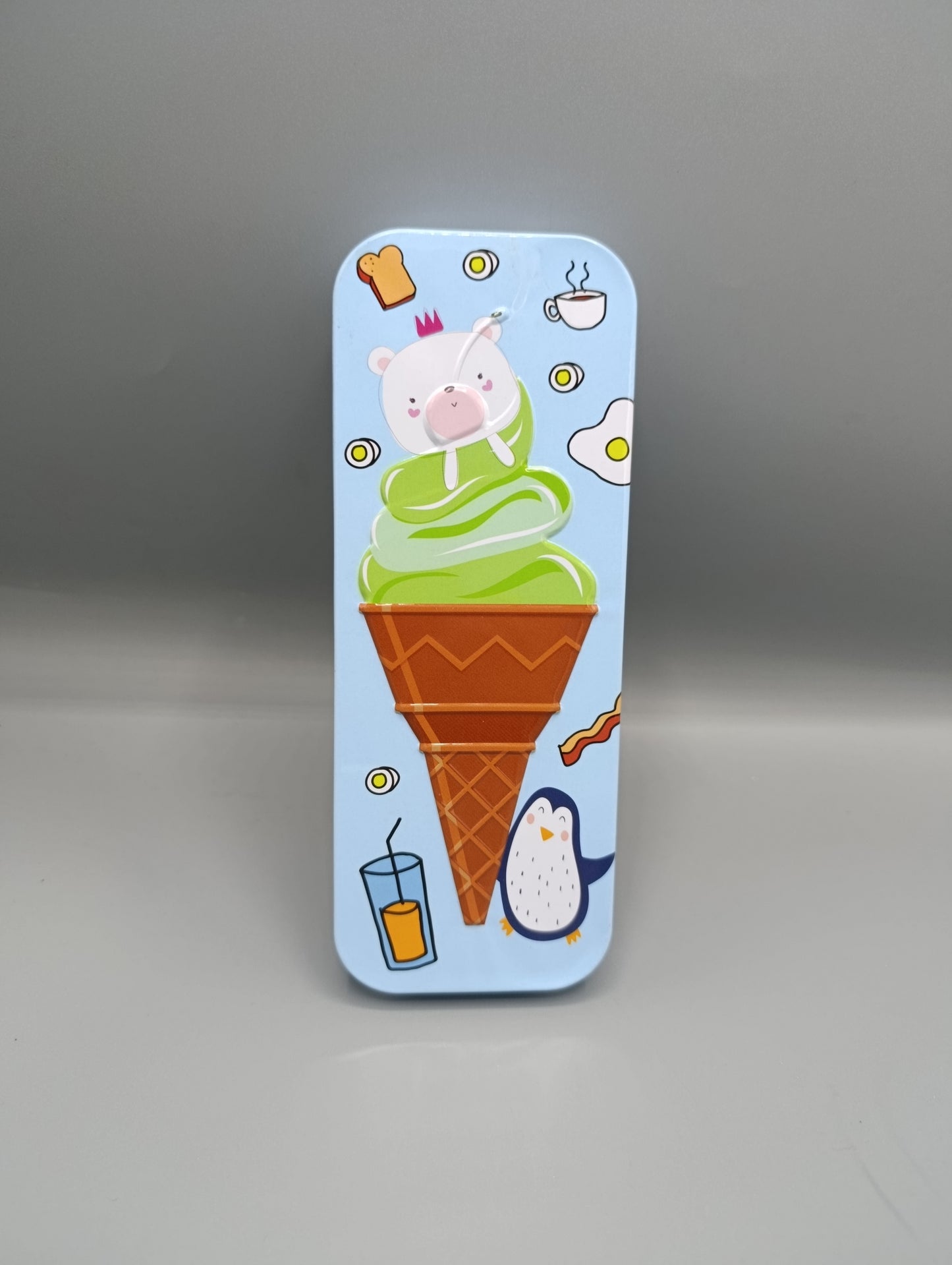 Cartoon Metal Car Style Kids Geometry Box 2 In 1