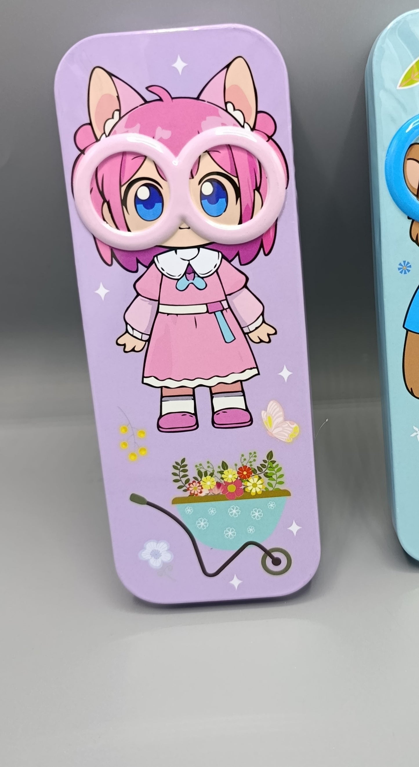 Cartoon Metal Car Style Kids Geometry Box 2 In 1