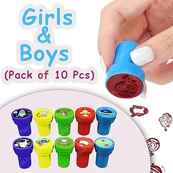 🖋️✨ 10pcs Assorted Fun Stamps 🎨🧒