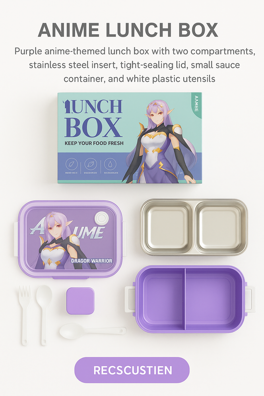Anime Dragon Warrior Purple Lunchbox Set