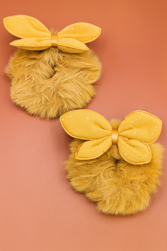 Colourful Bow Fur Hair Accessories