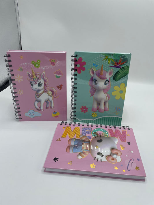 🦄📓 Cute Cartoon Spiral Diaries 🎀✨