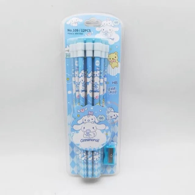 ✏️ 12 Pcs Colorful Pencils with Top Erasers & Sharpener 🧽🖍️