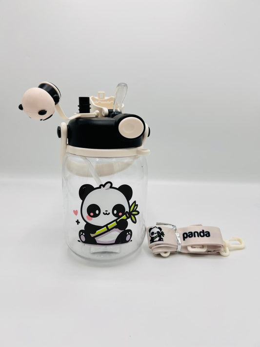 🐼✨ Cute Straw Pop Cup Panda – Glass Water Bottle for Kids & Teens 💧🥤