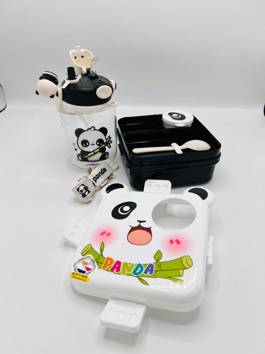 🐼✨ Cartoon Fun Set – Lunch & Water Bottle for Kids!🐼🎋