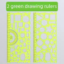 2pcs Clear Geometric Drawing Ruler