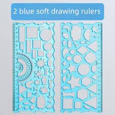 2pcs Clear Geometric Drawing Ruler
