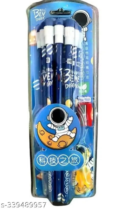 ✏️ 12 Pcs Colorful Pencils with Top Erasers & Sharpener 🧽🖍️
